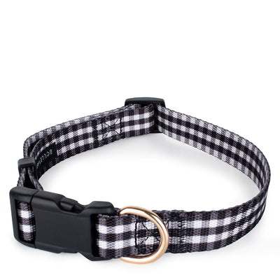 Gingham Dog Collar- Black