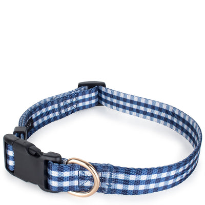 Gingham Dog Collar-Navy