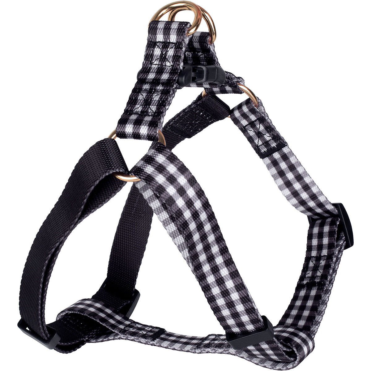 Small Gingham Dog Harness- Black