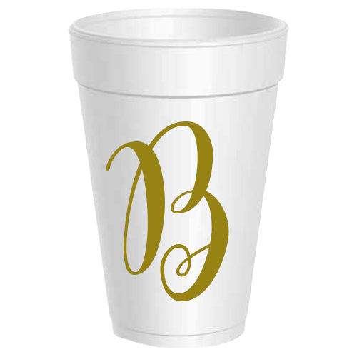 Gold Script Initial Party Cups