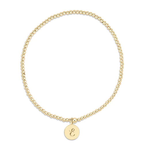 CLASSIC GOLD 2MM BEAD BRACELET - RESPECT (initial) SMALL GOLD DISC