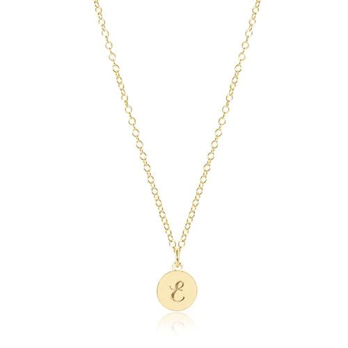 Respect Gold Initial Charm Necklace 16" Round Disc