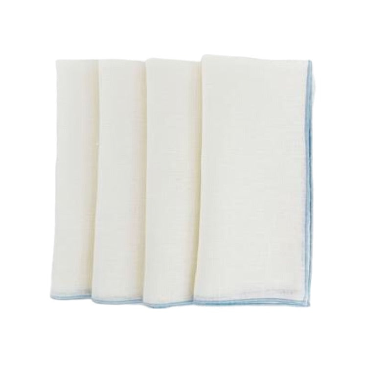 Linen Napkins-Off White with Marine Blue