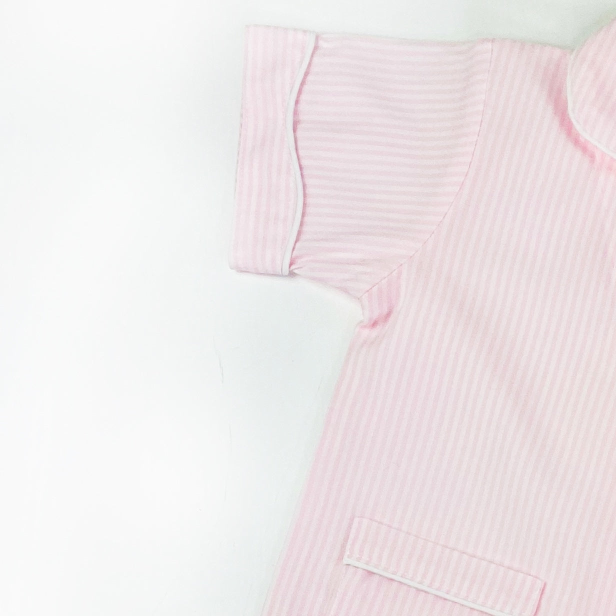 Pink Seersukcer Stripe Short PJ Set for Girls