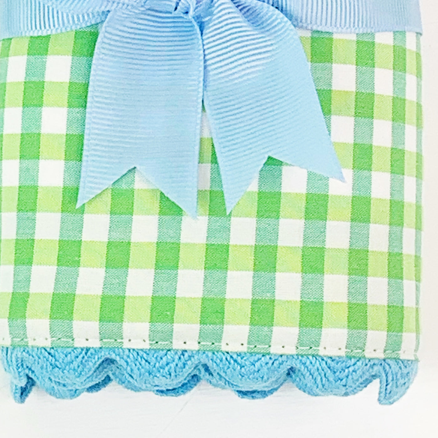 Green Gingham with Blue trim Burp by 3 Marthas