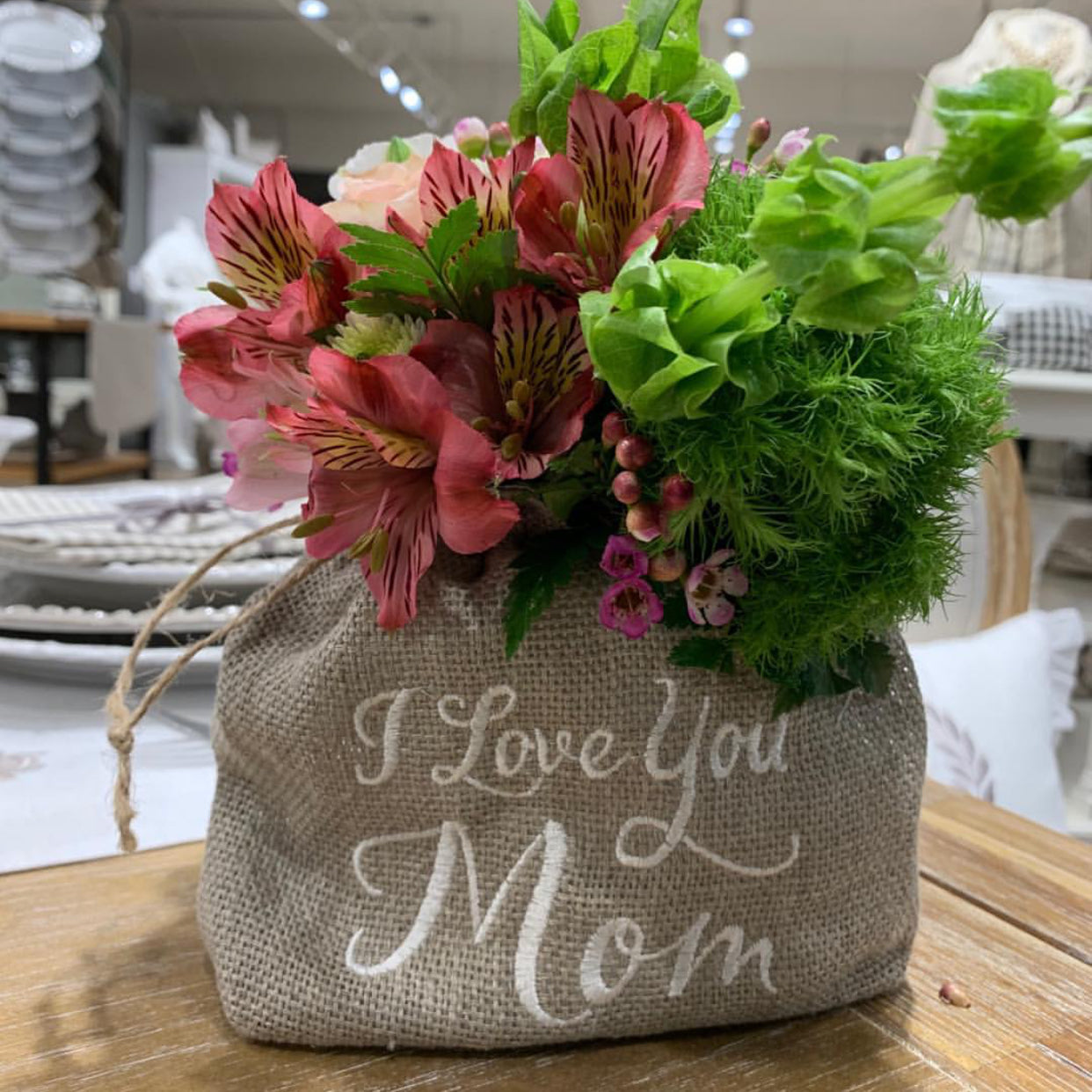 Flower Gift Sack-I Love You Mom