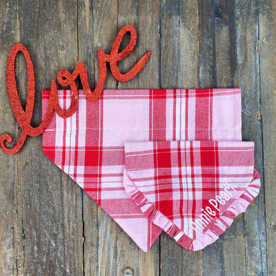 Pucker Up Plaid Dog Bandana