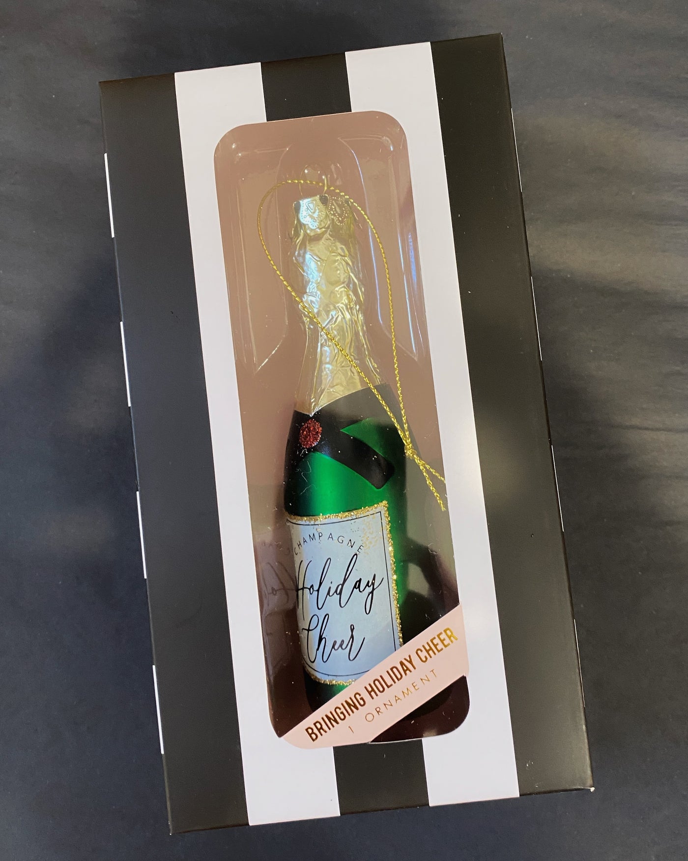 Holiday Cheer Champagne Bottle Ornament