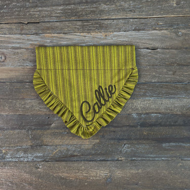 Fall Green Ticking Stripe Dog Bandana