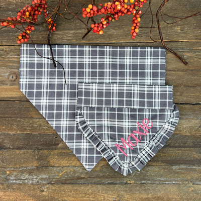 Fall Grey Plaid Dog Bandana