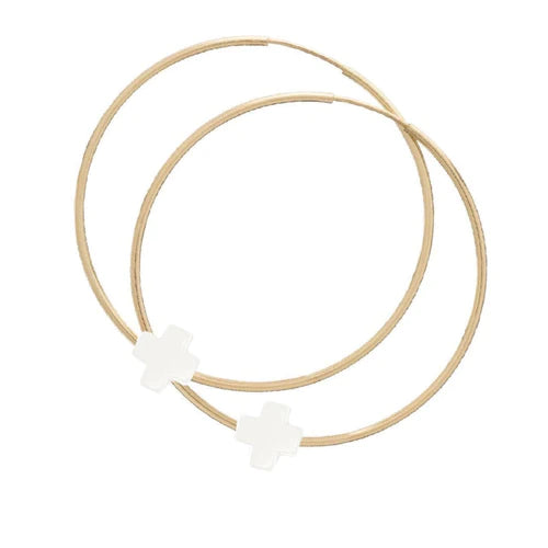 ENDLESS GOLD 1.75" HOOP - SIGNATURE CROSS OFF WHITE