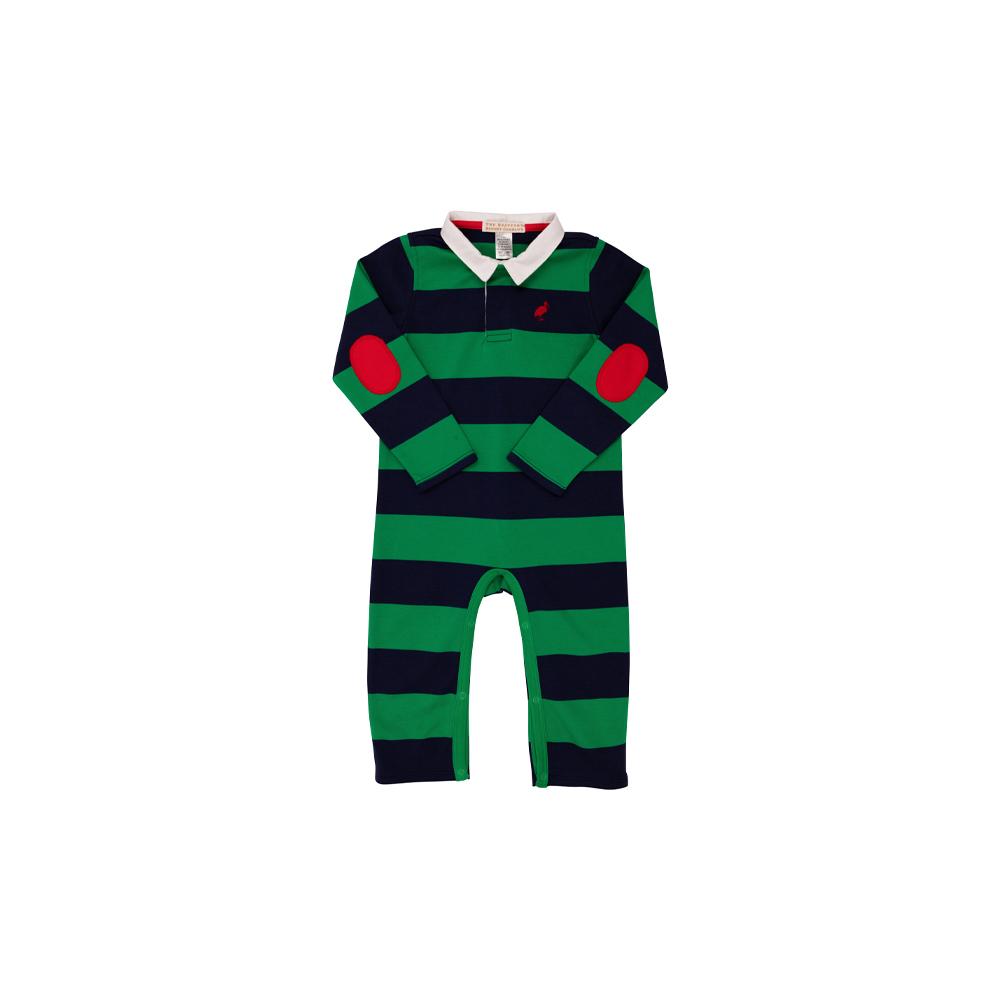 Sir Proper's Rugby Romper-Kiawah Kelly Green & Nantucket Navy Stripe