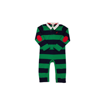 Sir Proper's Rugby Romper-Kiawah Kelly Green & Nantucket Navy Stripe