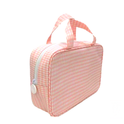 Gingham Carry On Tote with Zip in Taffy