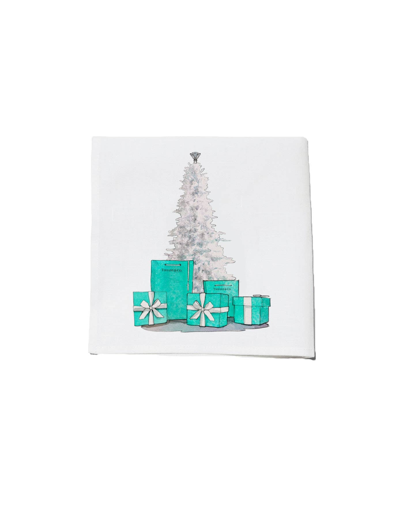 Cocktail Napkins Set 4- Blue Tree