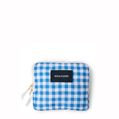 "Shelly" Packable Shopping Bag: Gingham Sky