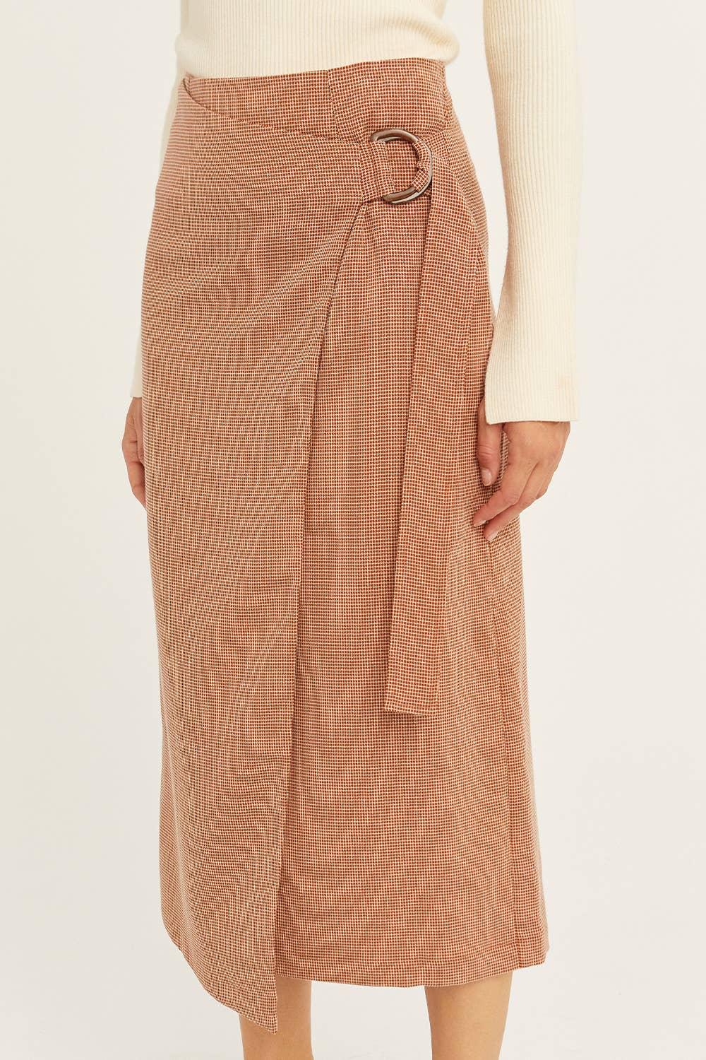 Aubrey Check Jacquard Wrap Midi Skirt