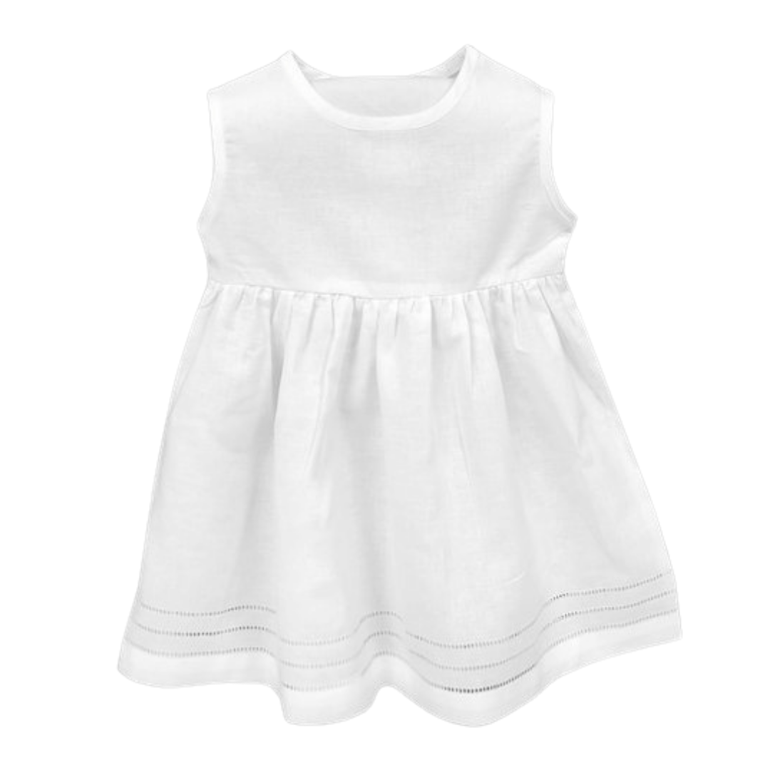 Pure Linen Triple Hemstitch Infant Dress