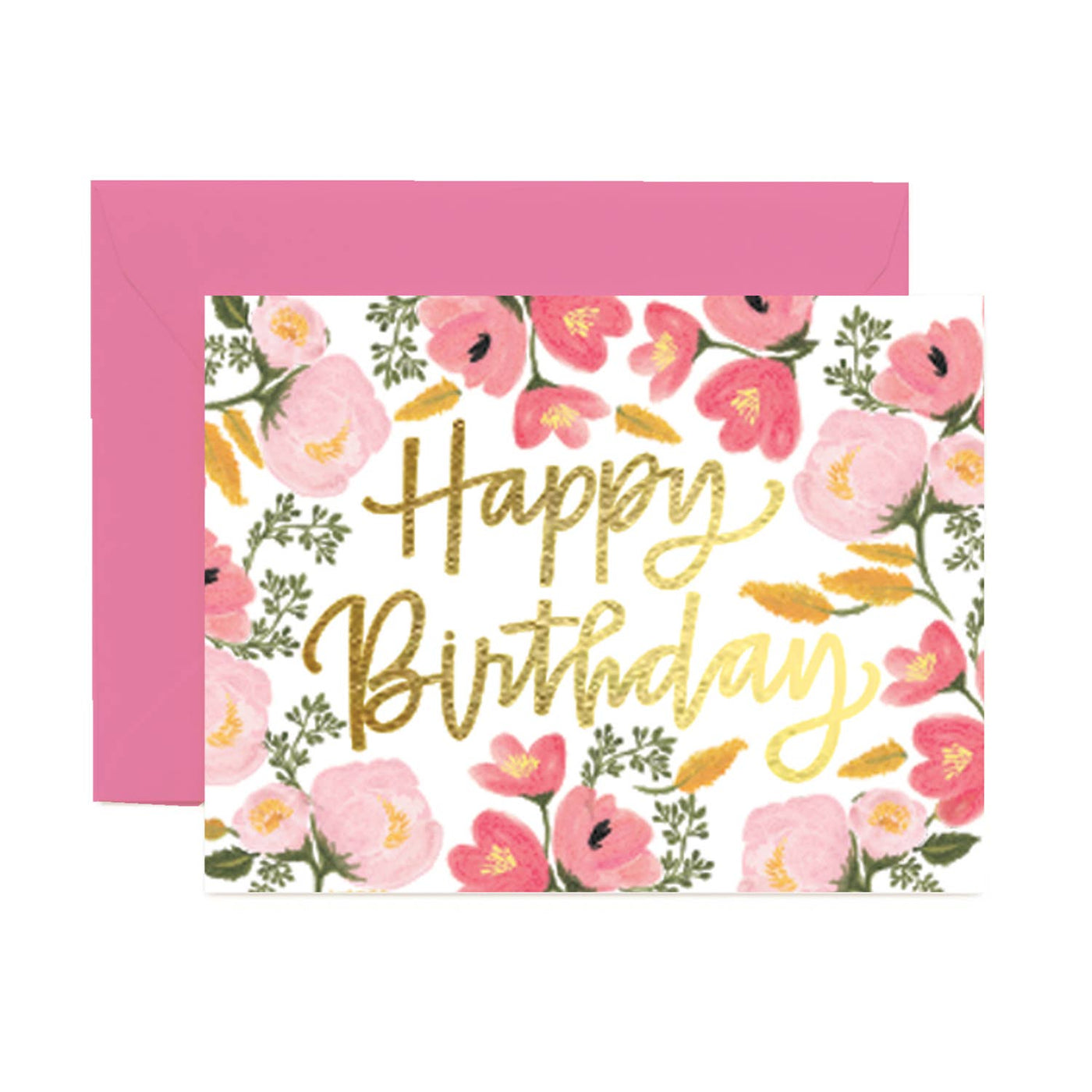 Happy Birthday Pink Floral Greeting Card