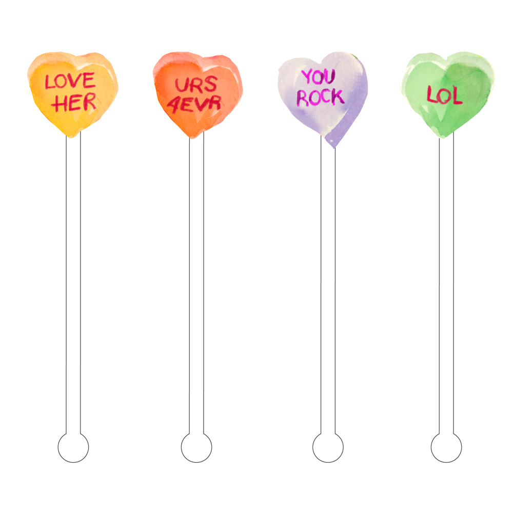Love Her Candy Heart Acrylic Sticks