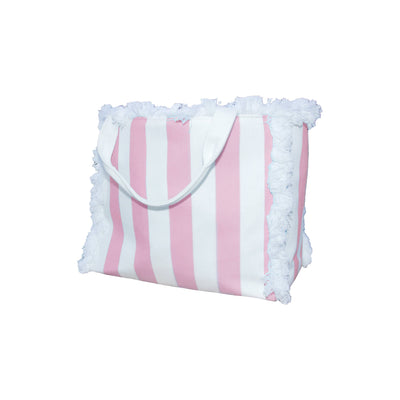 Fringe Tote Cabana Stripe- Pink/White - Custom Available
