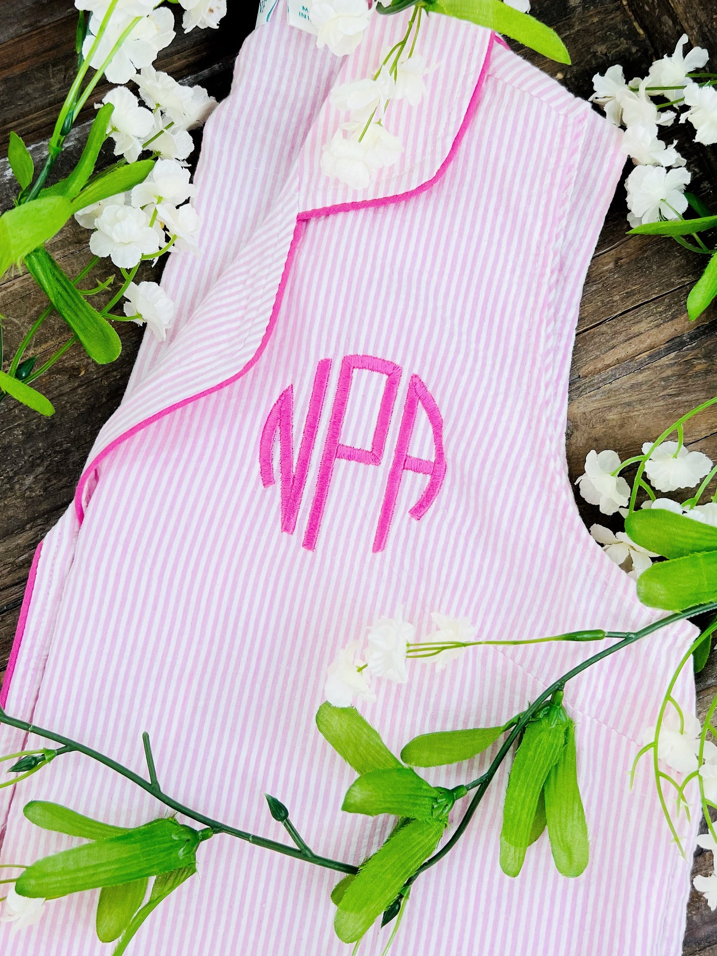 Pink Seersucker Sleeveless Capri Pajama Set