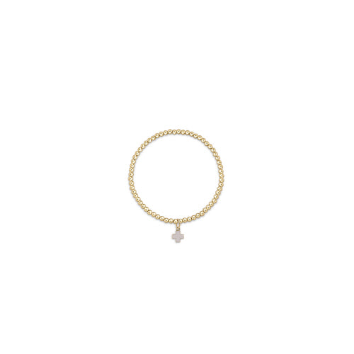 Classic Gold 3mm Bead Bracelet - Signature Cross Small Gold Charm