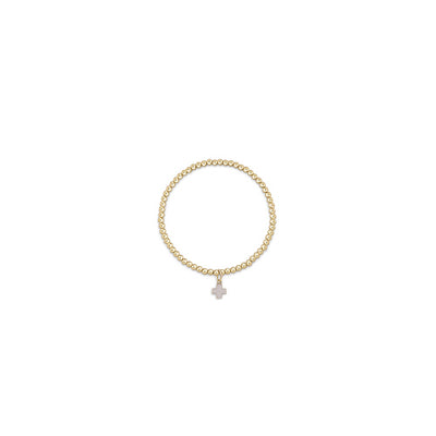 Classic Gold 3mm Bead Bracelet - Signature Cross Small Gold Charm