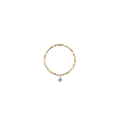 Classic Gold 3mm Bead Bracelet - Signature Cross Small Gold Charm