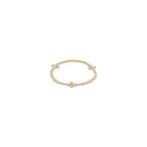 Signature Cross Gold BLISS Pattern 2.5mm Bead Bracelet-PEARL