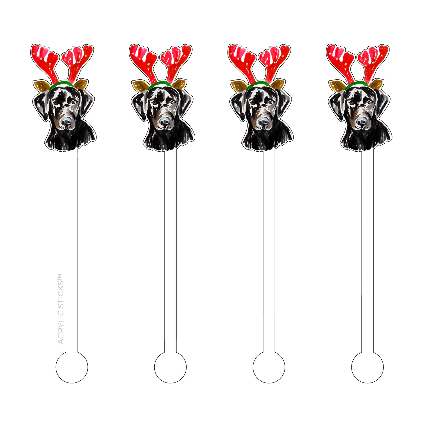 Black Lab Reindeer Acrylic Sticks